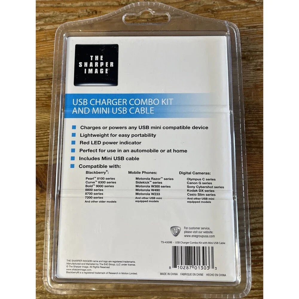 USB Charger Combo Kit and Mini USB Cable The Sharper Image New Sealed NOS